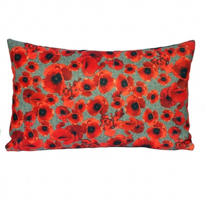 Plus de détails sur COUSSIN RECTANGULAIRE (coquelicot vintage taupe)