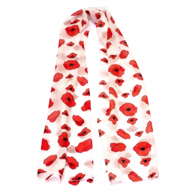 Plus de détails sur FOULARD ECHARPE coquelicot big poppies blanc