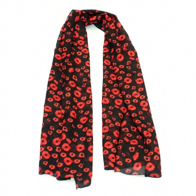 Plus de détails sur FOULARD ECHARPE coquelicot little poppies noir