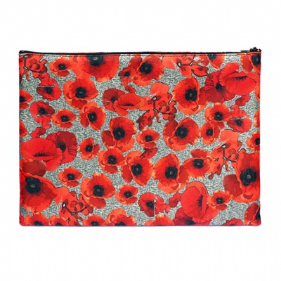 Plus de détails sur POCHETTE ZIP Gd format (vintage poppies lin)