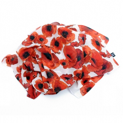 Plus de détails sur FOULARD ECHARPE blanc vintage poppy